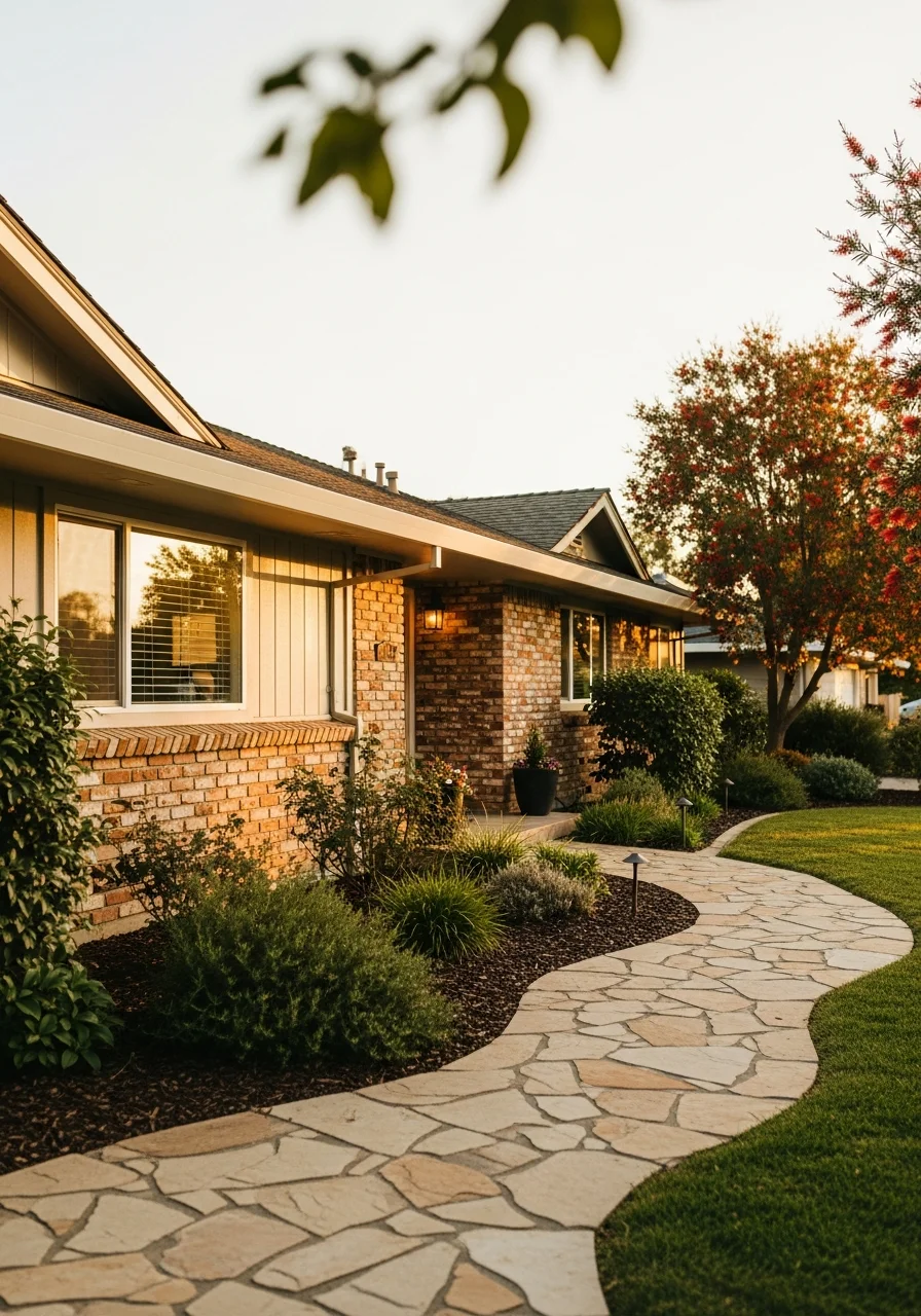 Detail of a Sacramento-area home with professional landscaping and well-maintained exterior.